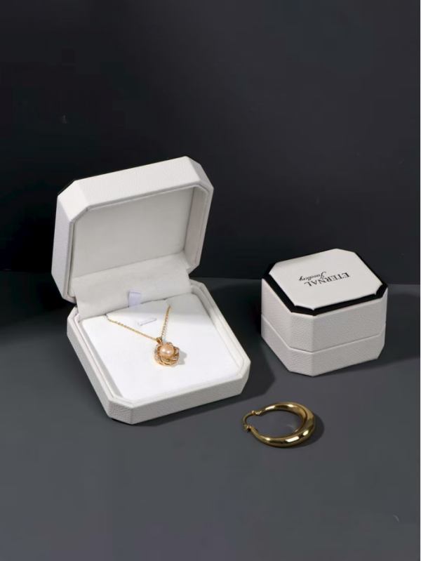 White leather ring box set - Image 5