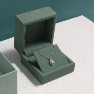 High-end dark green suede jewelry box