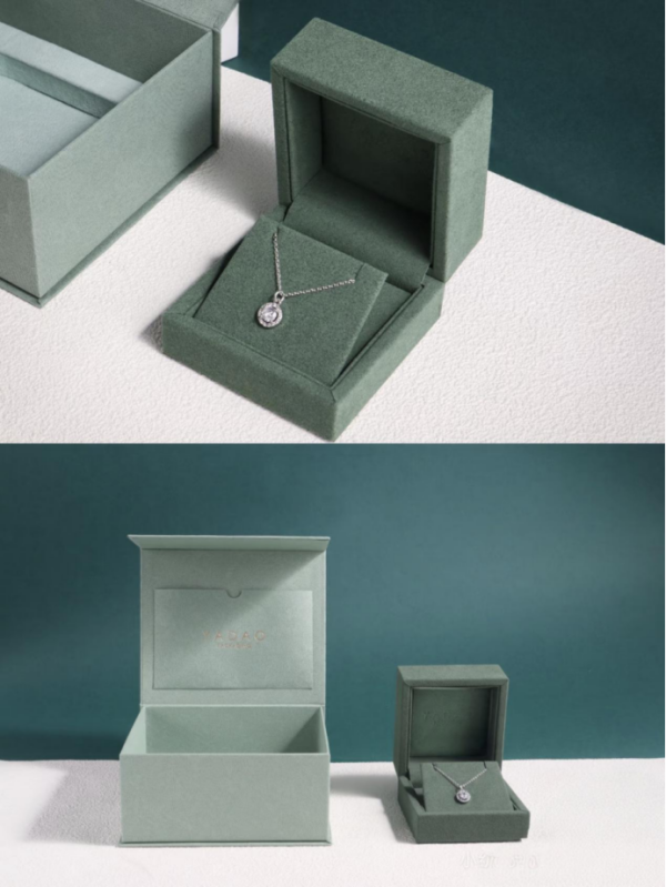 High-end dark green suede jewelry box - Image 4